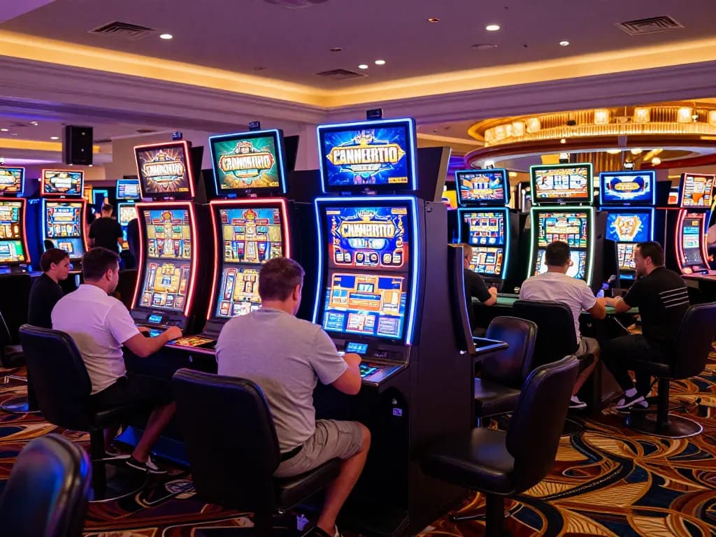 Players enjoying exciting slot games at a lively Las Vegas casino, showcasing mm 88 excitement.