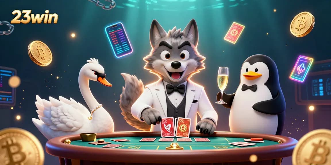 Join the fun at 23win with a thrilling baccarat scene featuring vibrant characters.