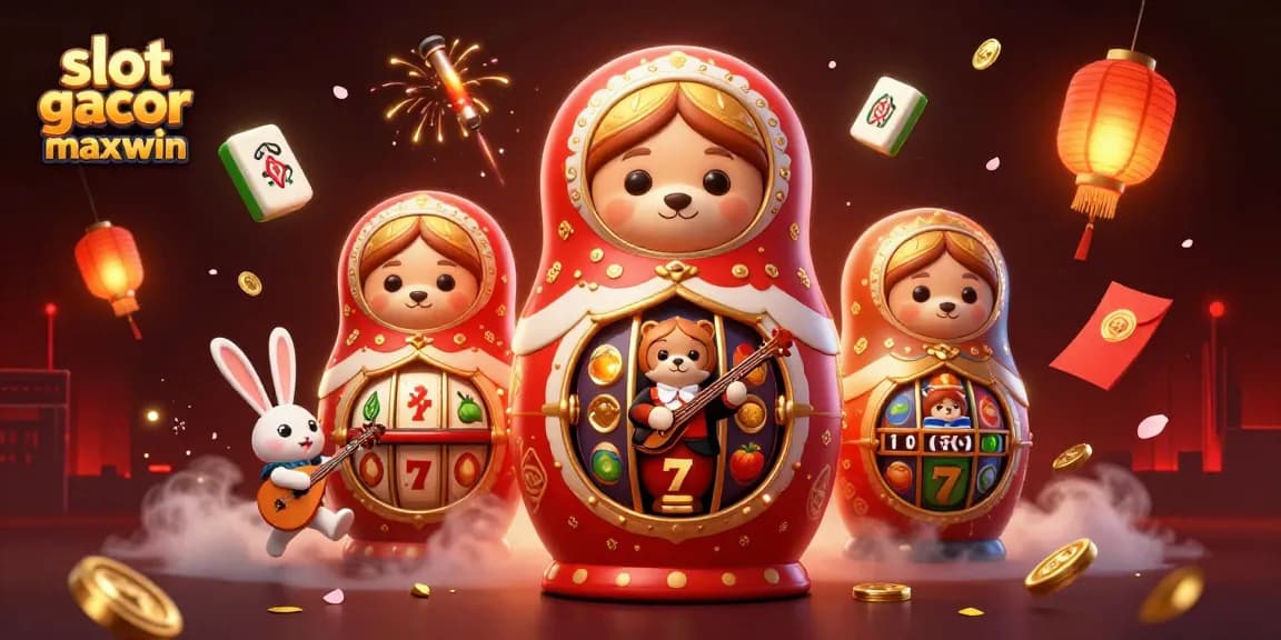 Mainkan slot gacor maxwin dengan beragam karakter kasino dalam ilustrasi 3D yang penuh warna.