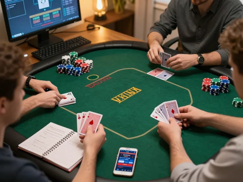 Engaged players showcasing their poker hands during an exciting dn88 online game night