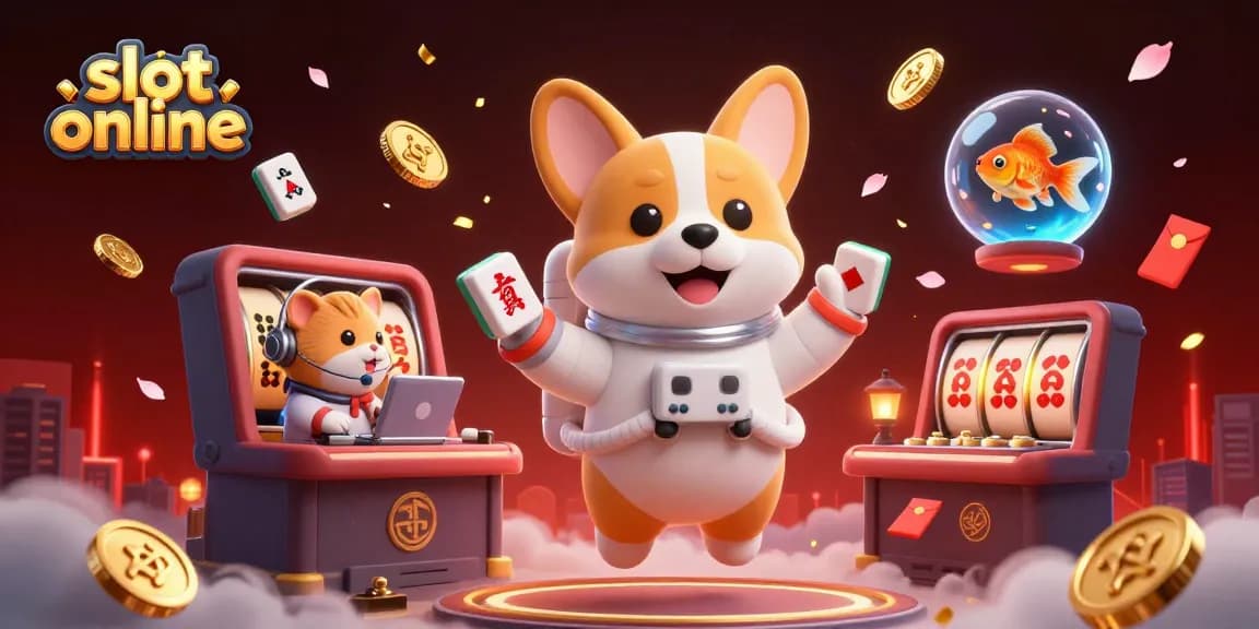 Experience thrilling slot online action with a dynamic 3D astronaut corgi in a space casino.