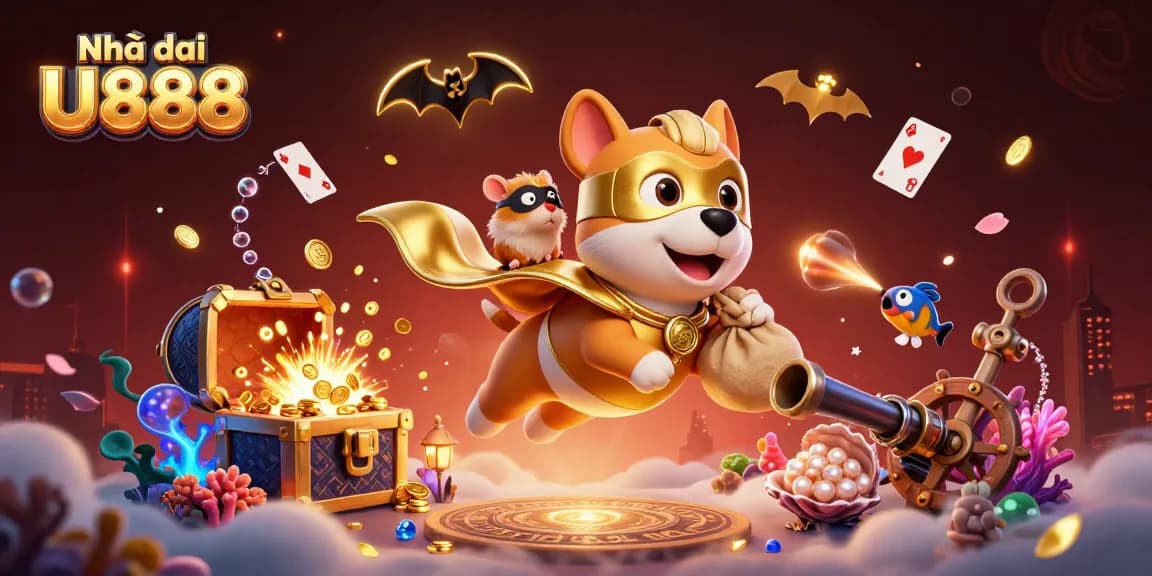 Engage with Nhà cái U888 through thrilling 3D casino adventures with a superhero dog and hamster.