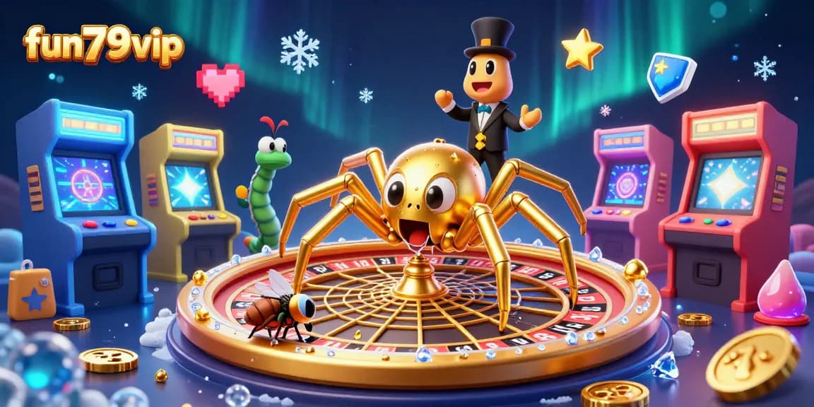Bet at fun79vip while spinning the roulette wheel in a vibrant casino scene.