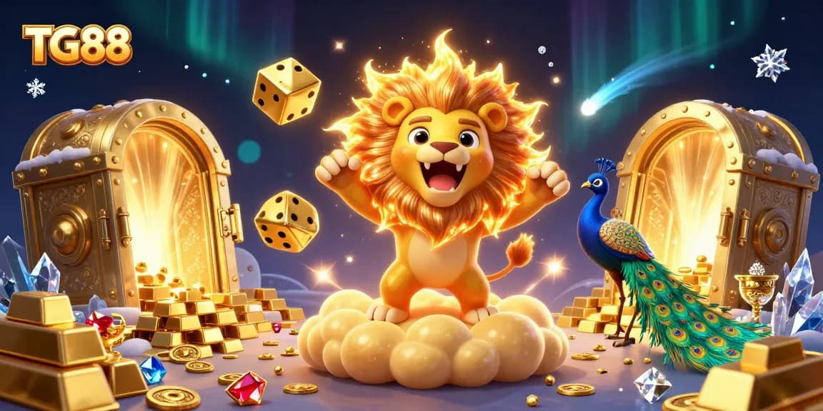 TG88 players rolling the dice in a vibrant casino scene filled with gold and jewels.