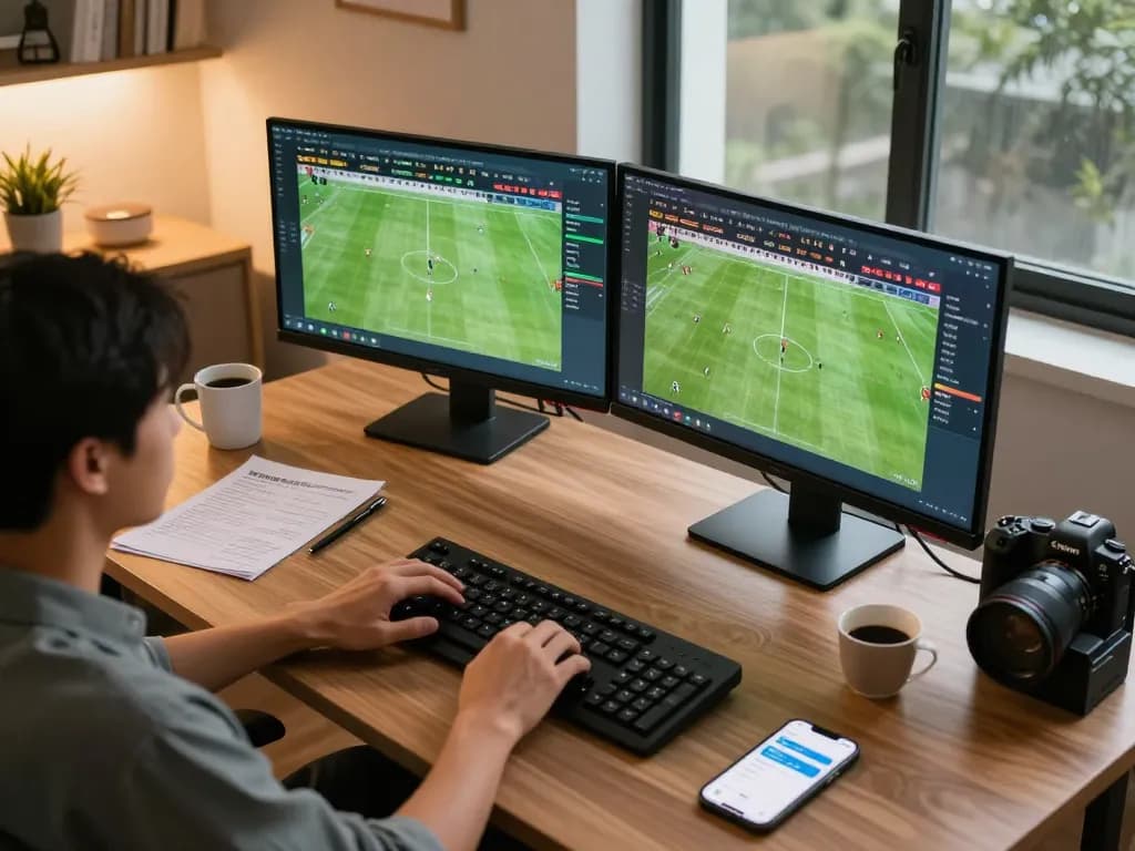 Soi Kèo online sports betting scene with user placing bets on live matches