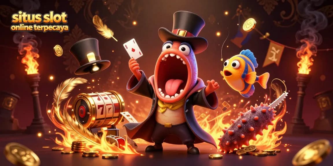 Menghadirkan situs slot online terpercaya, gambaran 3D dengan ikan gulper bioluminescent, menampilkan trik kartu di kasino virtual.