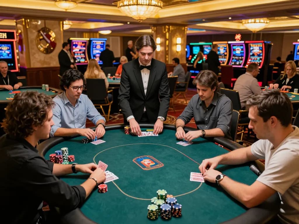 Players strategizing at a poker table in the luxurious casino of xx88 boston, showcasing excitement and tension.