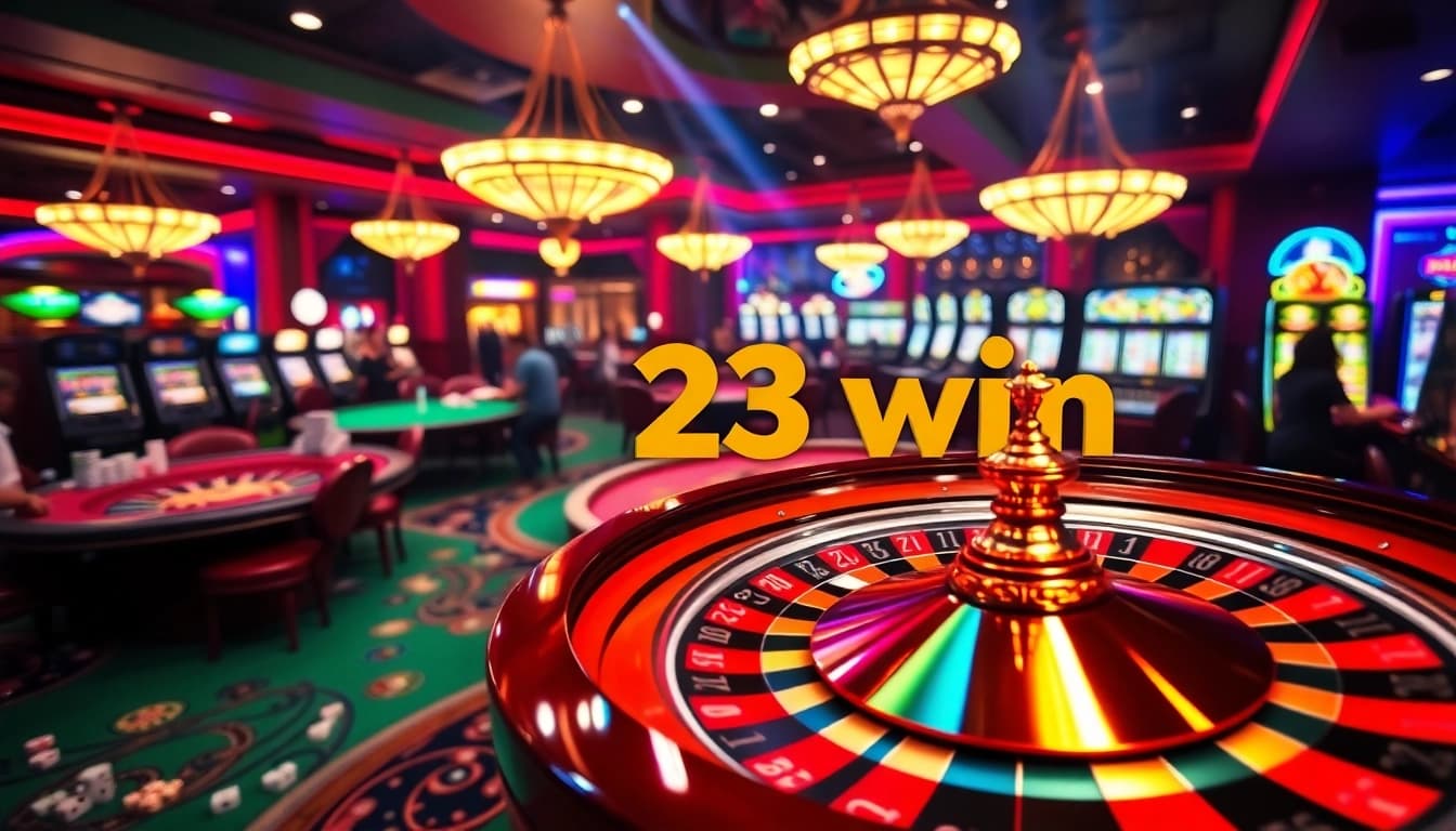 Exciting casino scene highlighting the thrilling moment of a 23 win victory.
