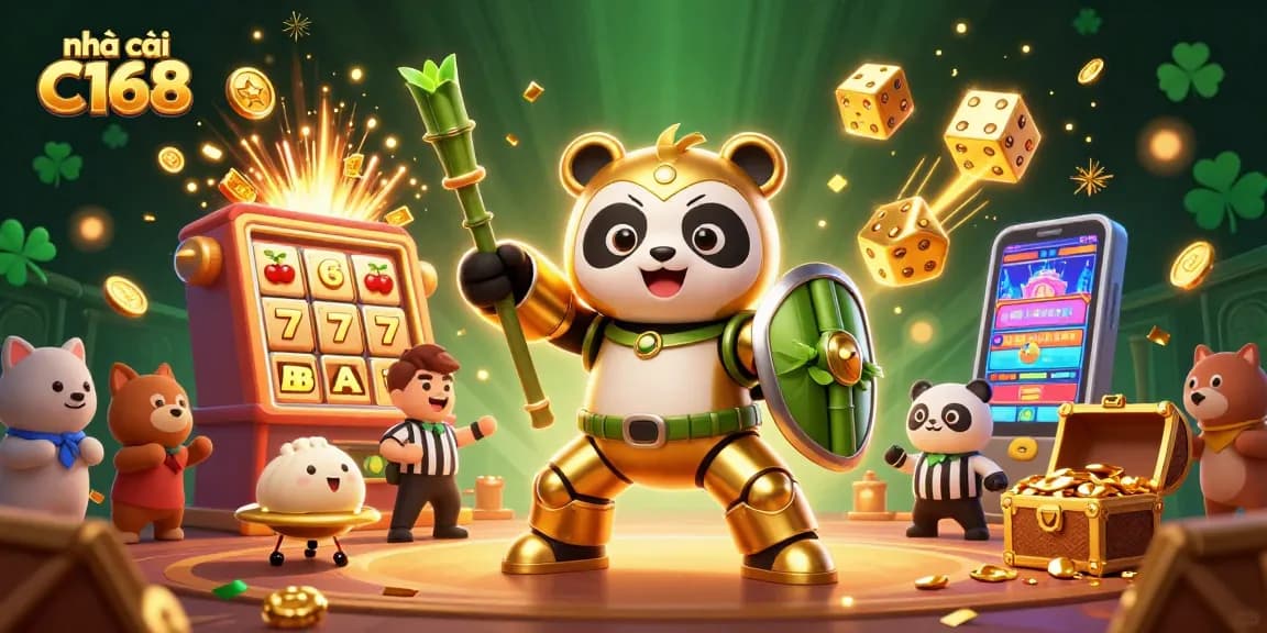 Experience thrilling action with nhà cái C168 in a vibrant casino-themed battle scene featuring dynamic 3D elements.