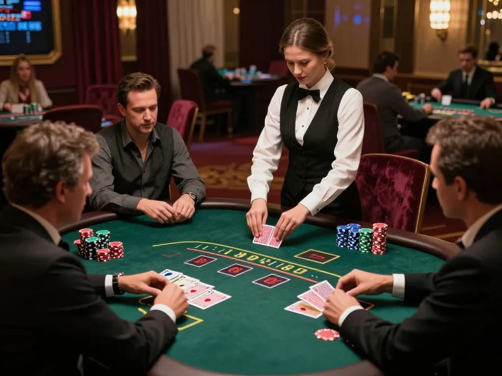 Engaging blackjack players at a casino table focusing on Pragmatic Play Login strategy during intense gameplay.