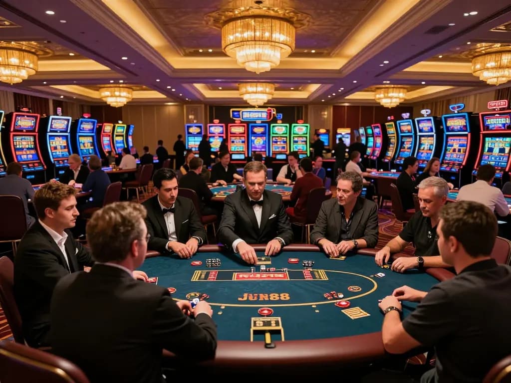 Players enjoying the exciting gaming atmosphere at Jun88 casino.