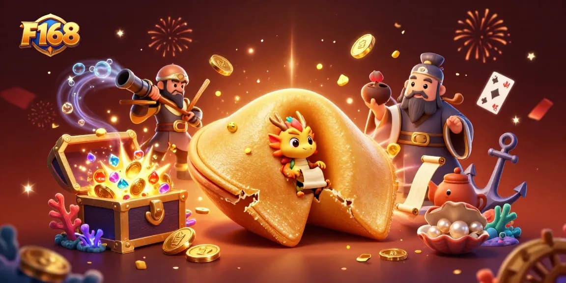 Engage in thrilling gameplay at F168 with vibrant golden elements and dynamic casino characters.