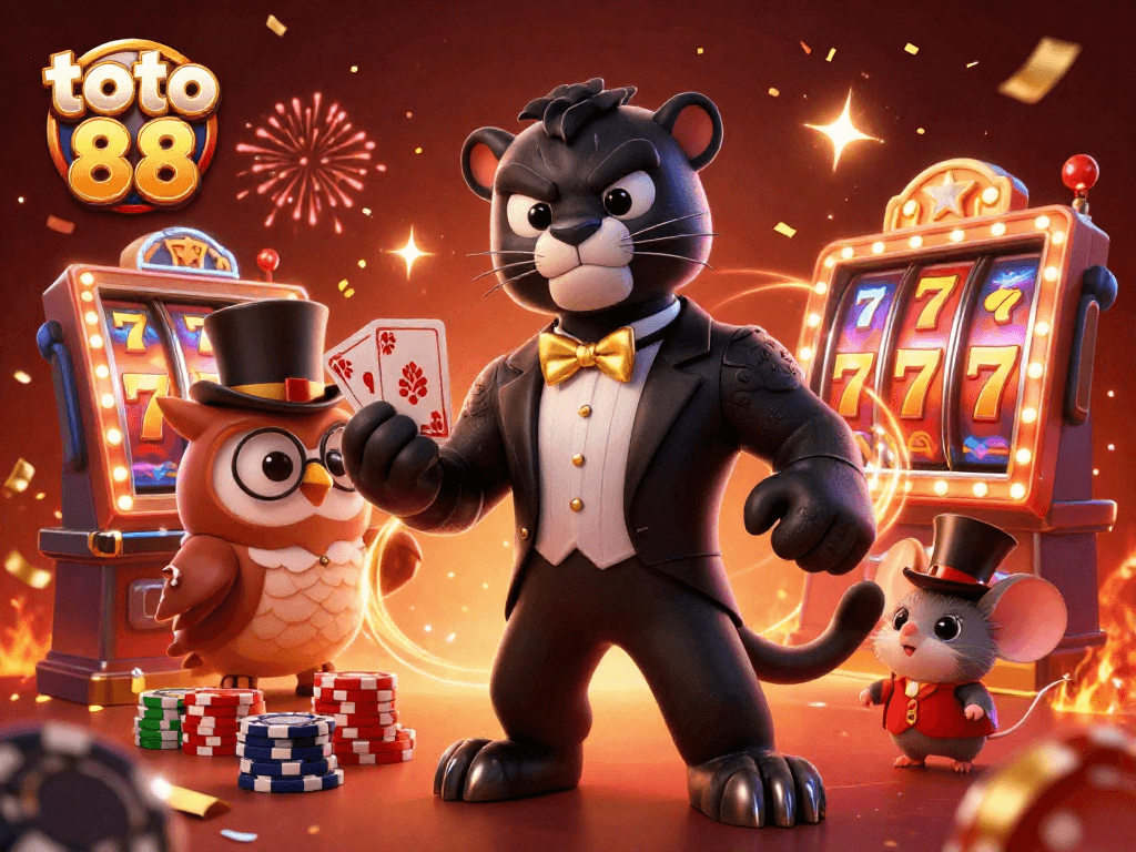 Engage in thrilling slot action at toto 88, with vibrant characters and dynamic slot elements.