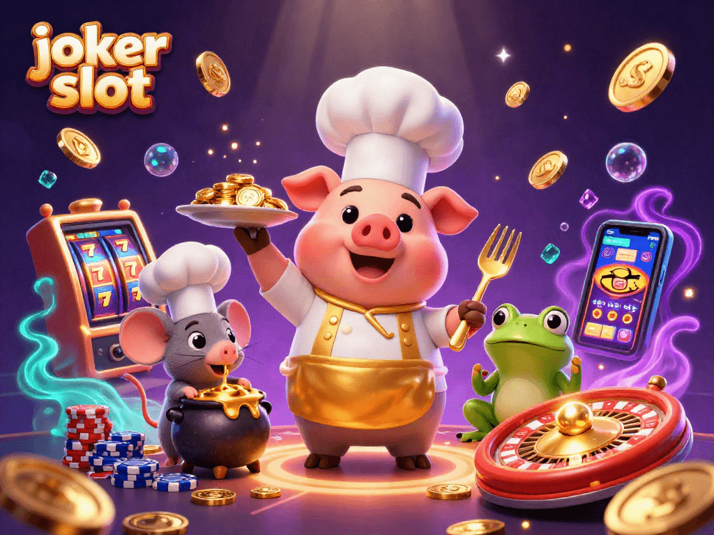 Join the joker slot adventure with a pig chef and sparkling casino treasures!