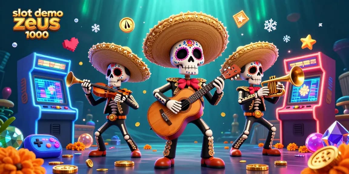 Spin and win with slot demo zeus 1000 featuring vibrant Dia de los Muertos characters and casino elements.
