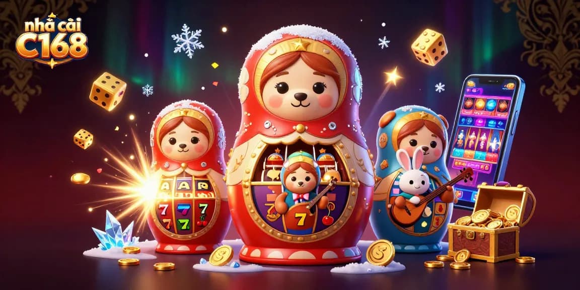 Experience excitement at nhà cái C168 with vibrant digital illustrations of bears and casino themes.