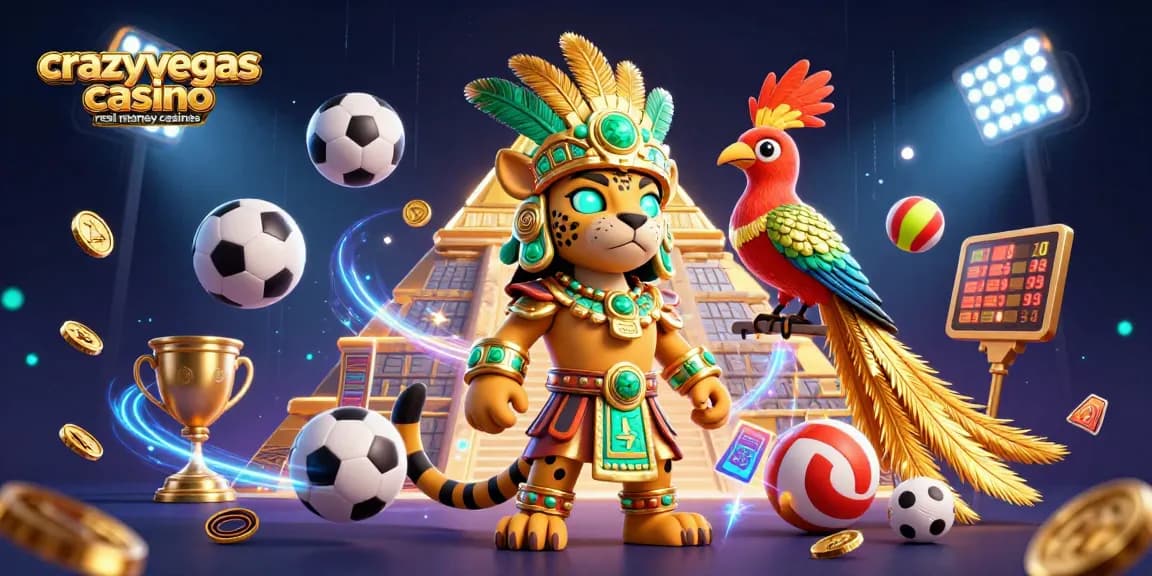 Experience excitement at crazyvegas casino real money casinos with dynamic 3D casino-themed illustration.