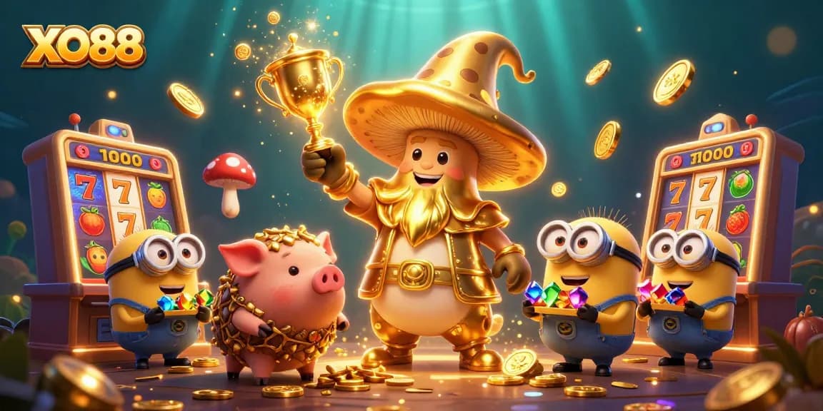 Engage with XO88's thrilling slot experience featuring golden wizardry and treasure hunting