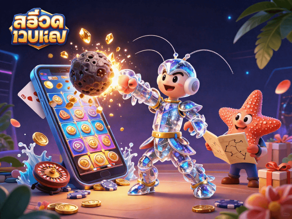 Experience สล็อตเว็บตรง immersive fun as a galactic samurai and starfish navigate dynamic casino game elements.