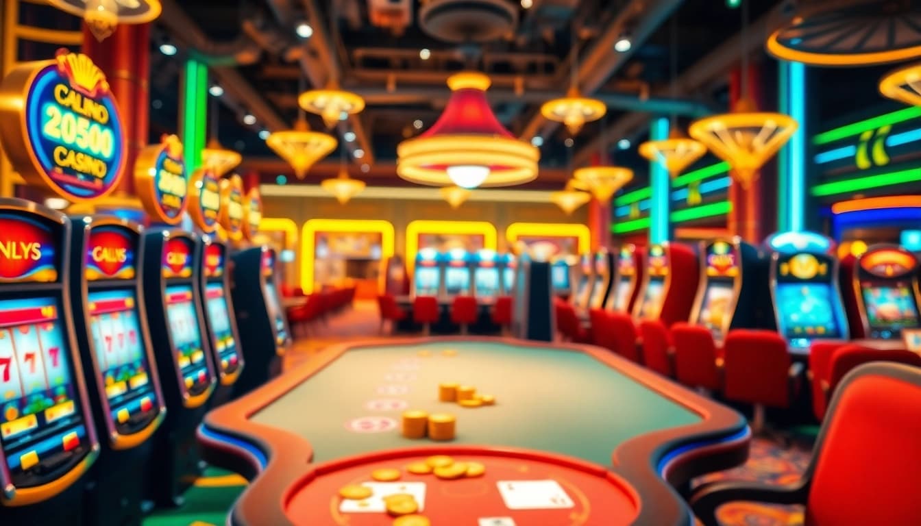 Spielen Sie casino spielen online mit lebendigen Spielautomaten in einem eleganten Casino-Setting.