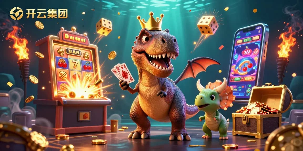 开云集团带来刺激的卡牌游戏场景，T-Rex与辅助角色共度欢乐时光。