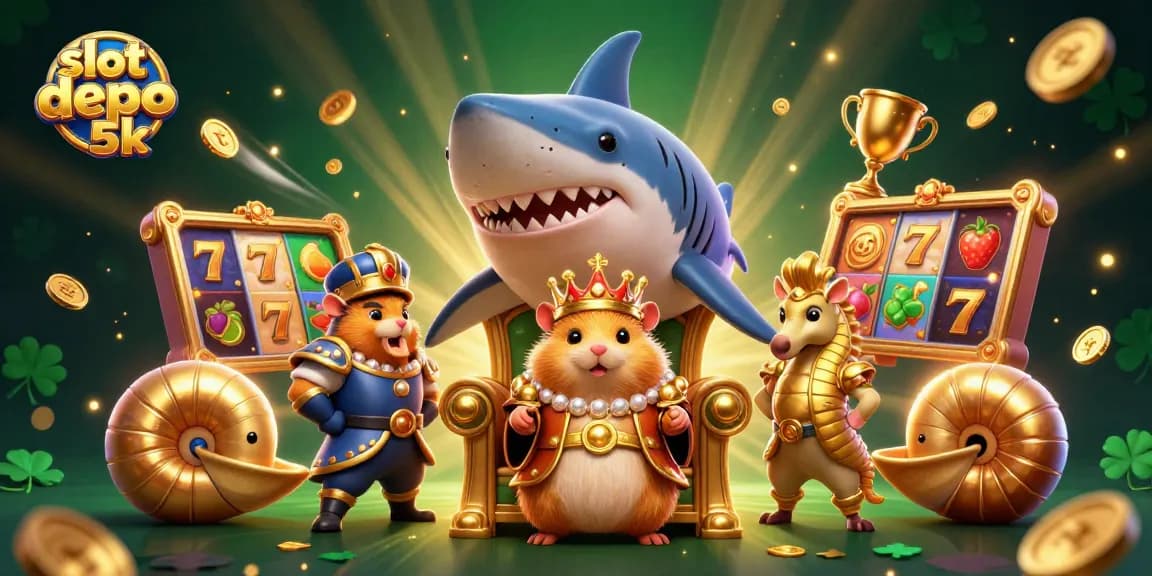 Spin the slot depo 5k reels with the hamster king in a vibrant, dynamic casino scene.