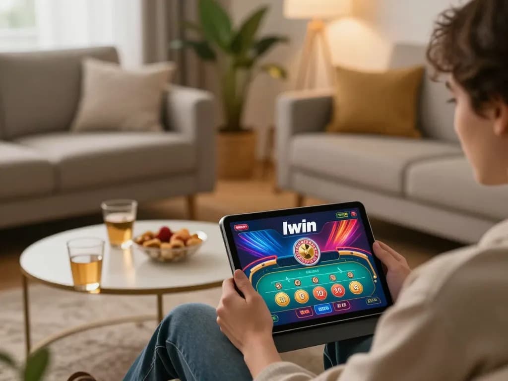 Iwin players enjoying an exciting live dealer game experience at home, showcasing engaging gameplay and comfortable environment