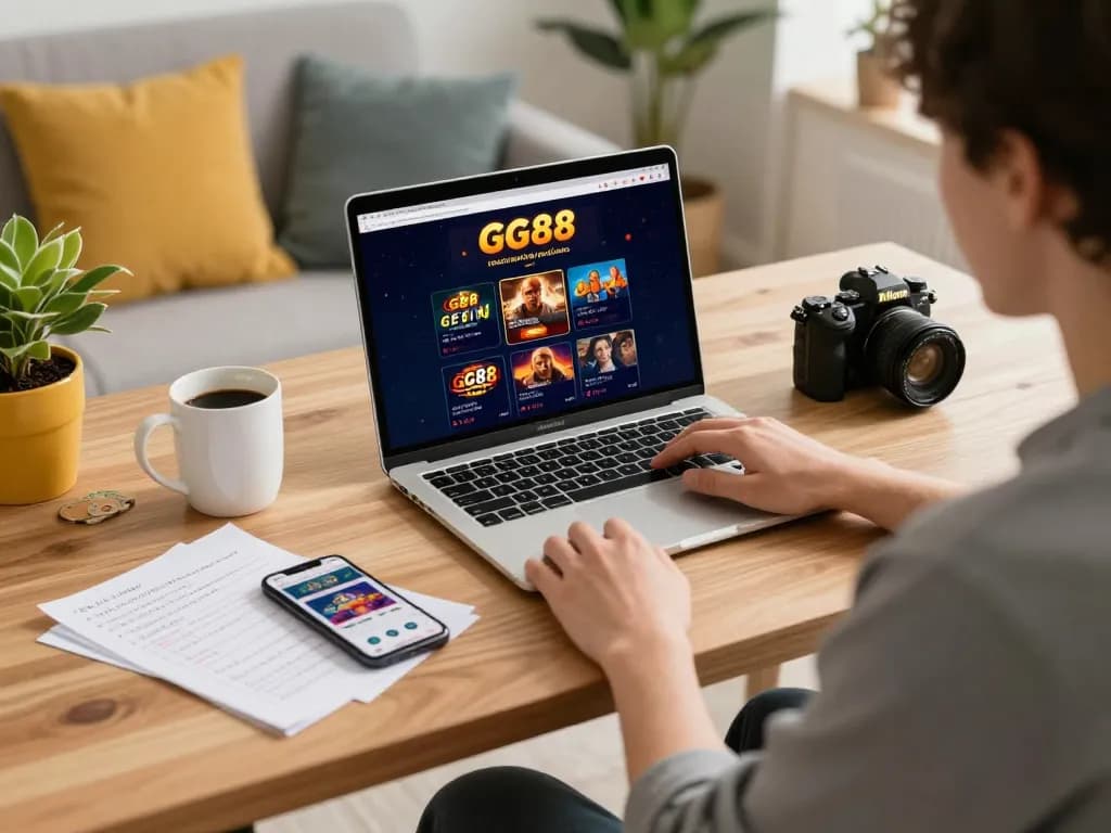 Person engaging in online gaming at home, using link gg88 for a seamless betting experience.