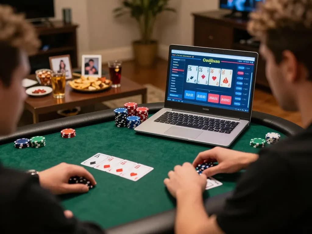 Online poker gameplay experience at home using sc88seo platform with focused player and vibrant interface.