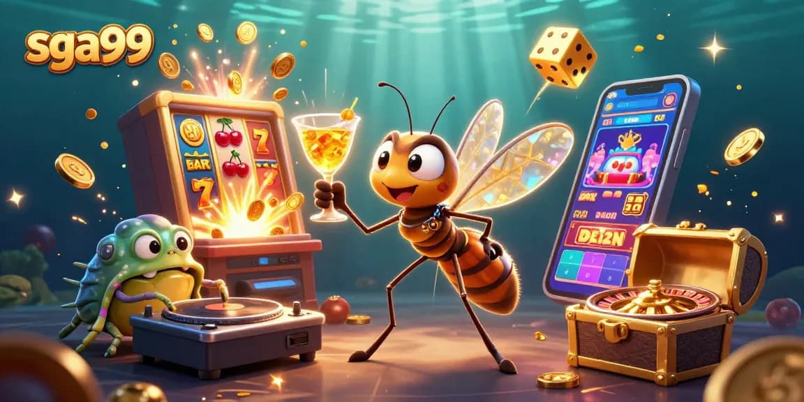 Experience thrilling gaming with sga99, featuring a lively casino mascot and towering jackpots.