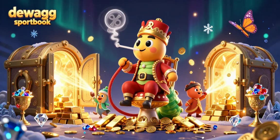 Experience thrilling moments at dewagg sportbook with a vibrant 3D illustration of online betting and casino riches.