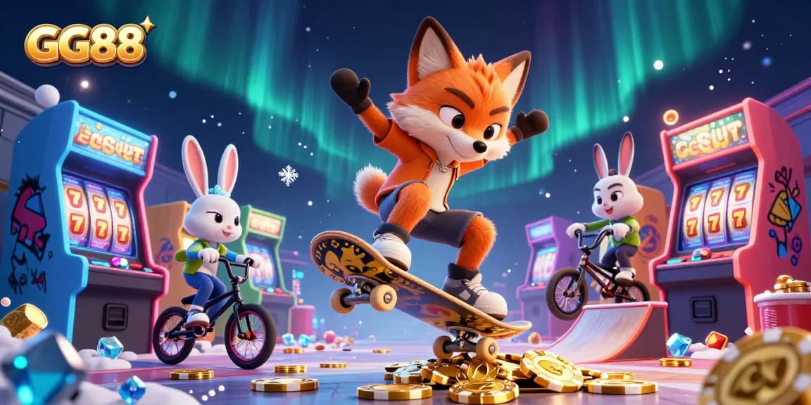 Experience GG88's dynamic gaming world with vibrant casino characters and thrilling elements.