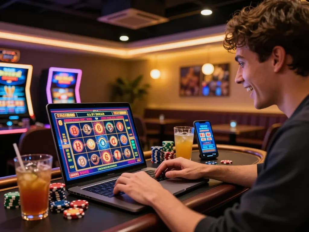 Rasakan kegembiraan slot daring di https://www.aapkadictionary.com/zeal/ dengan seorang pemain merayakan jackpot di suasana rumah yang cerah.