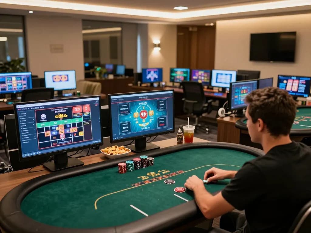 Engaging in strategic online poker gameplay on 888New's platform with multiple screens visible.