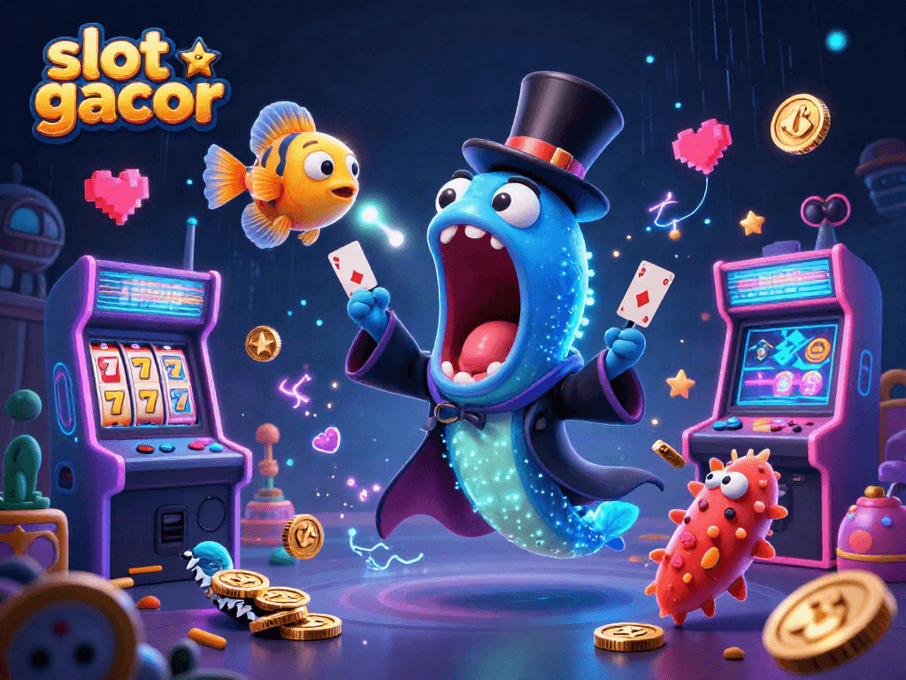 Engage with thrilling slot gacor adventures featuring a magical deep-sea eel and anglerfish in action.