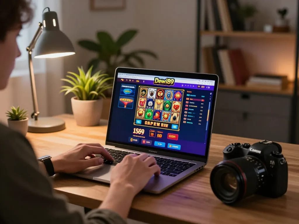 Pengaturan permainan online Dewi89 yang menunjukkan pemain terlibat dengan permainan interaktif melalui https://www.goldleafrestaurant.com/wp_glmain/ dalam lingkungan rumah yang nyaman.