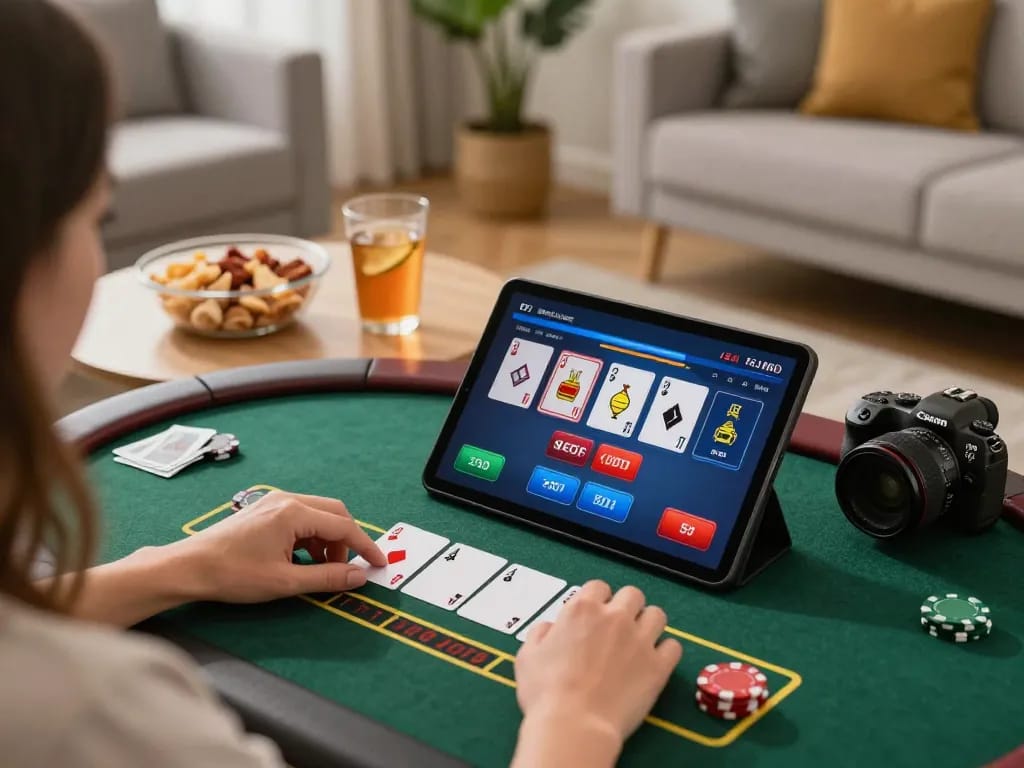Play blackjack on a tablet at home in a relaxed setting with okfun.