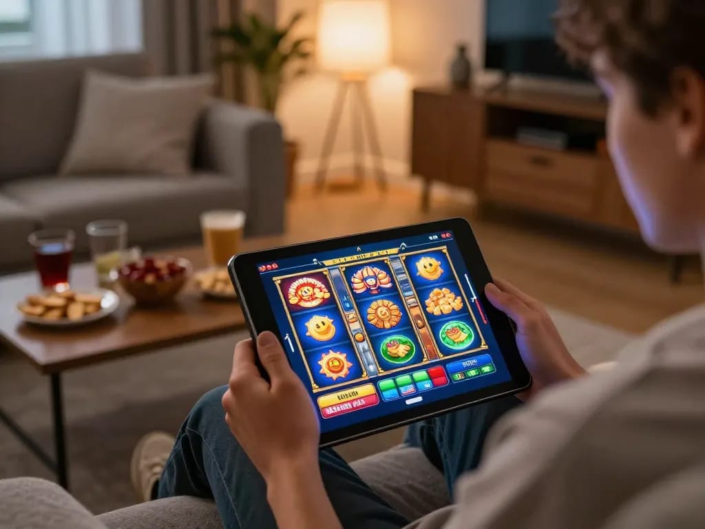Spin the reels on situs slot while enjoying a cozy home atmosphere with snacks and drinks.