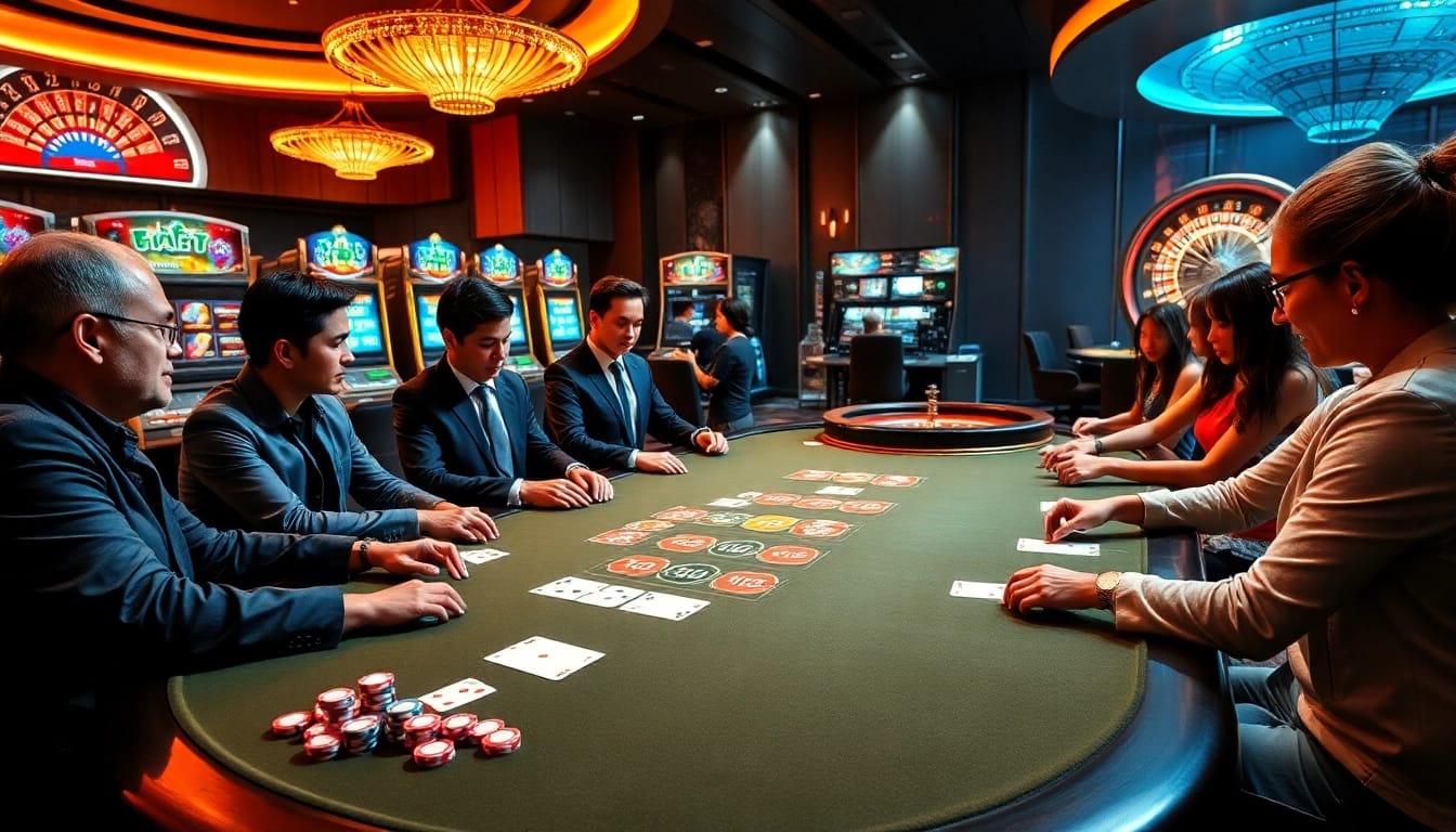 Experience the thrill of winning at TRANG CHỦ FEBET with vibrant casino tables and engaging games.