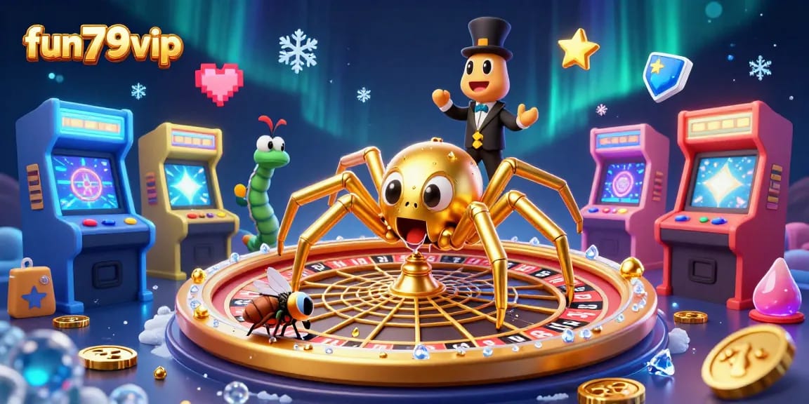 Bet at fun79vip while spinning the roulette wheel in a vibrant casino scene.