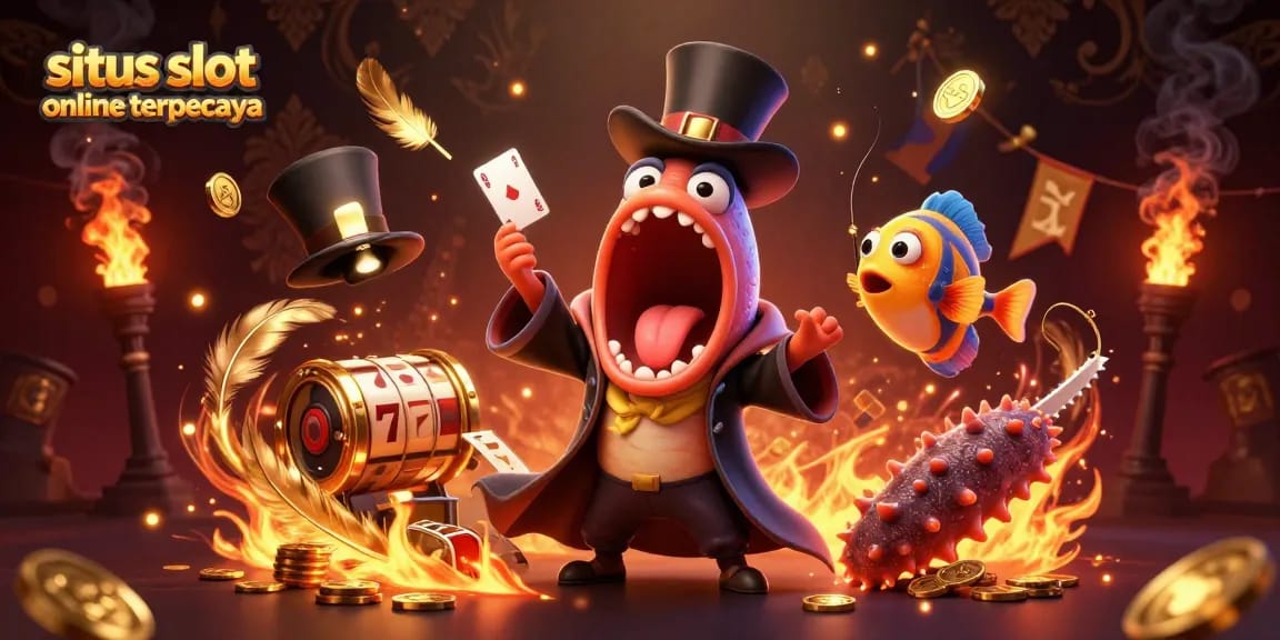 Menghadirkan situs slot online terpercaya, gambaran 3D dengan ikan gulper bioluminescent, menampilkan trik kartu di kasino virtual.