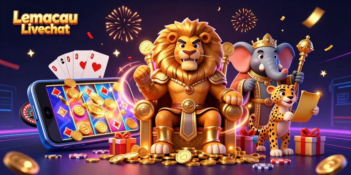 Play engaging casino games with Lemacau Livechat and interact with a vibrant 3D illustration of luck and strategy.