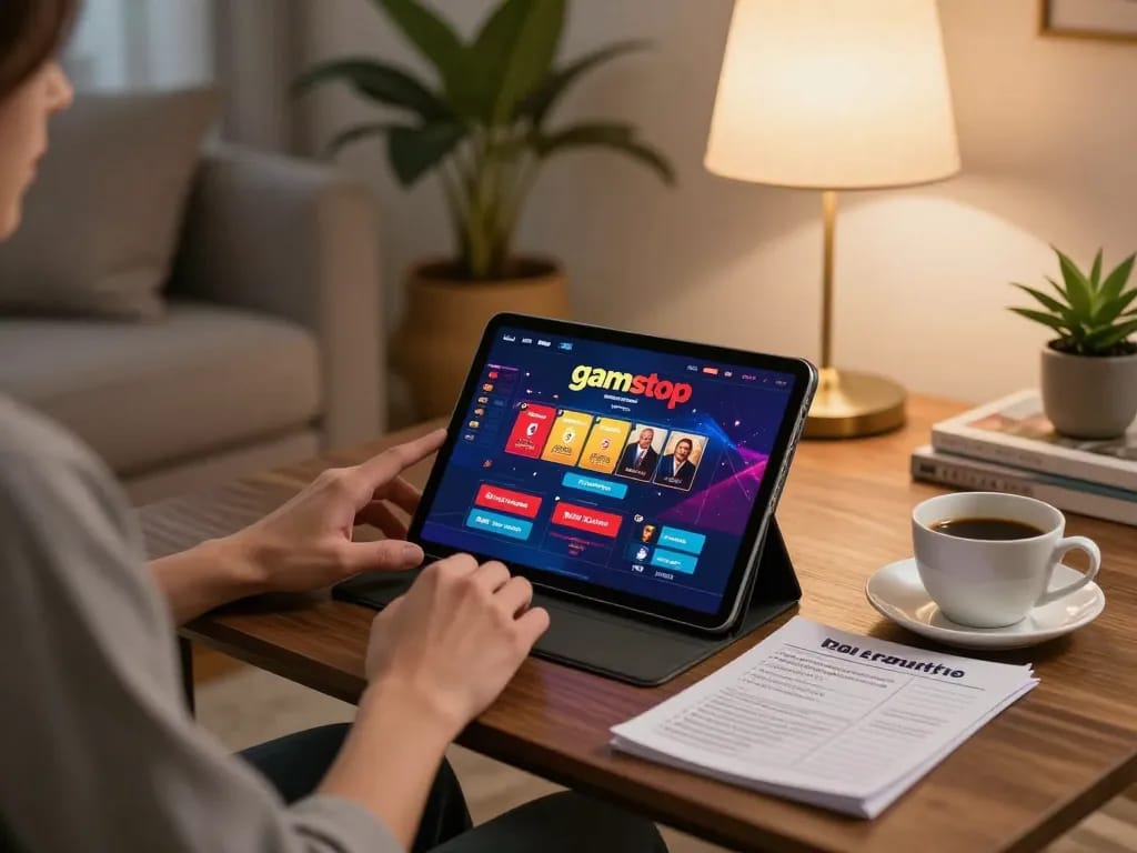 Player engaging with a non gamstop casino app while relaxed at home, showcasing strategic betting.