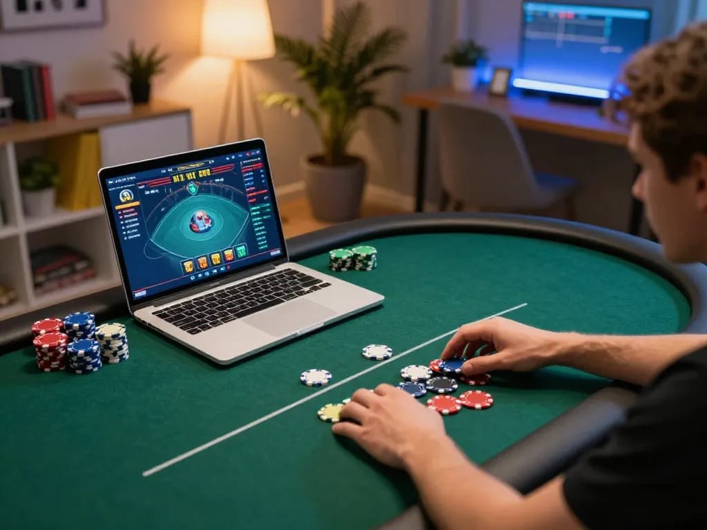 iWin player engaging in exciting poker session online with casino-quality interface