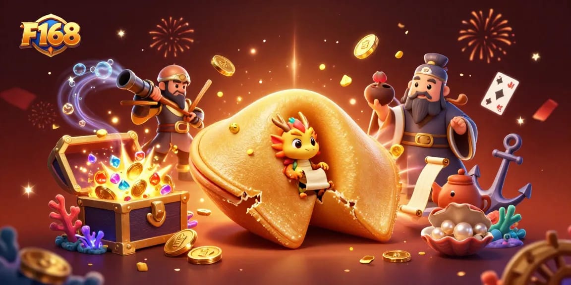 Engage in thrilling gameplay at F168 with vibrant golden elements and dynamic casino characters.