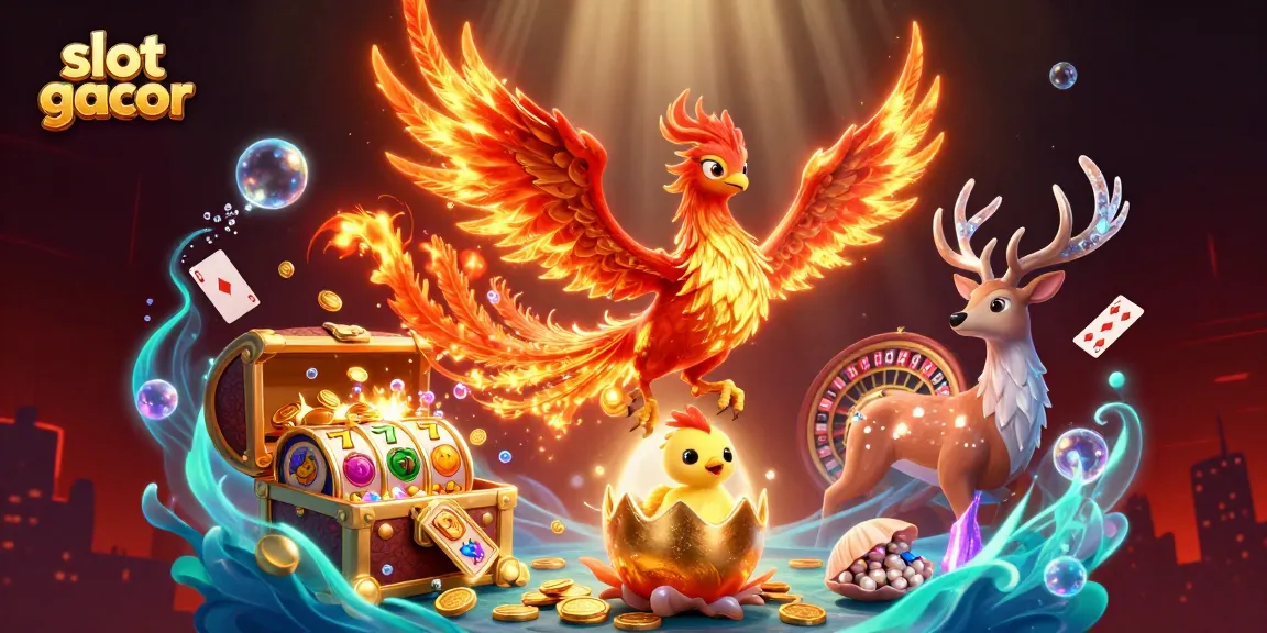 Experience the thrill of winning with slot gacor featuring vibrant fire phoenix characters and casino elements.