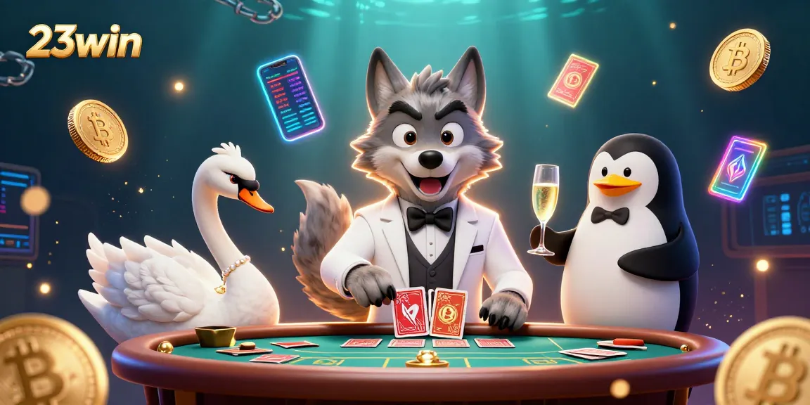 Join the fun at 23win with a thrilling baccarat scene featuring vibrant characters.