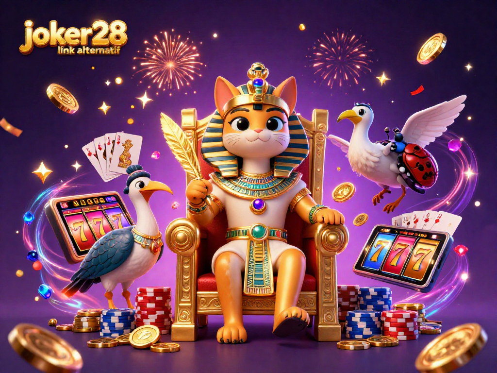 Meraih kemenangan dengan joker28 link alternatif dalam ilustrasi kasino penuh warna yang interaktif.