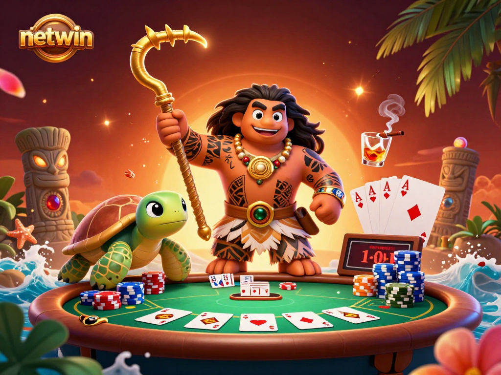 Join the excitement with netwin's vibrant gaming experience featuring dynamic characters and poker elements.