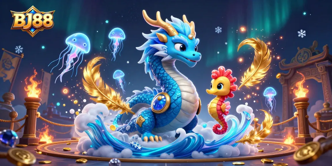 Experience thrilling gameplay at BJ88 with a vibrant sea dragon and enchanted jellyfish.